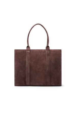 suede shopper donkerbruin
