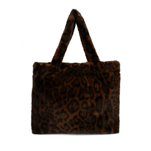 Manfield shopper met panterprint donkerbruin afbeelding