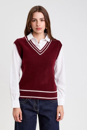 spencer met blouse inzet donkerrood