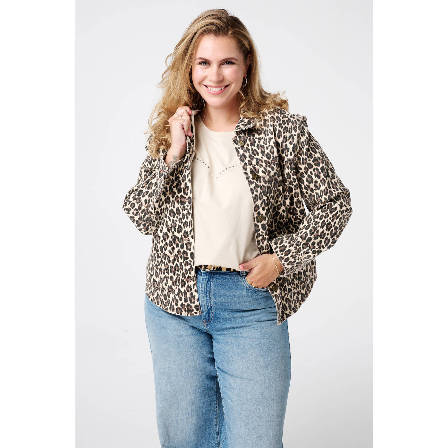 MS Mode denim spijkerjas bruin