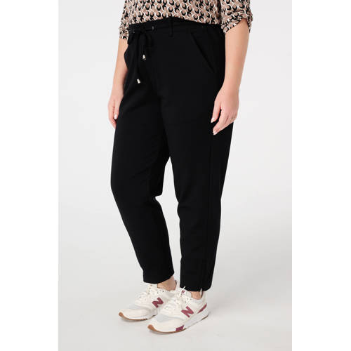MS Mode slim regular waist broek zwart afbeelding