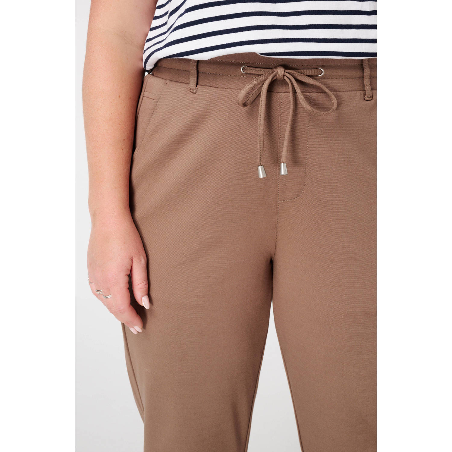 MS Mode slim regular waist broek zand