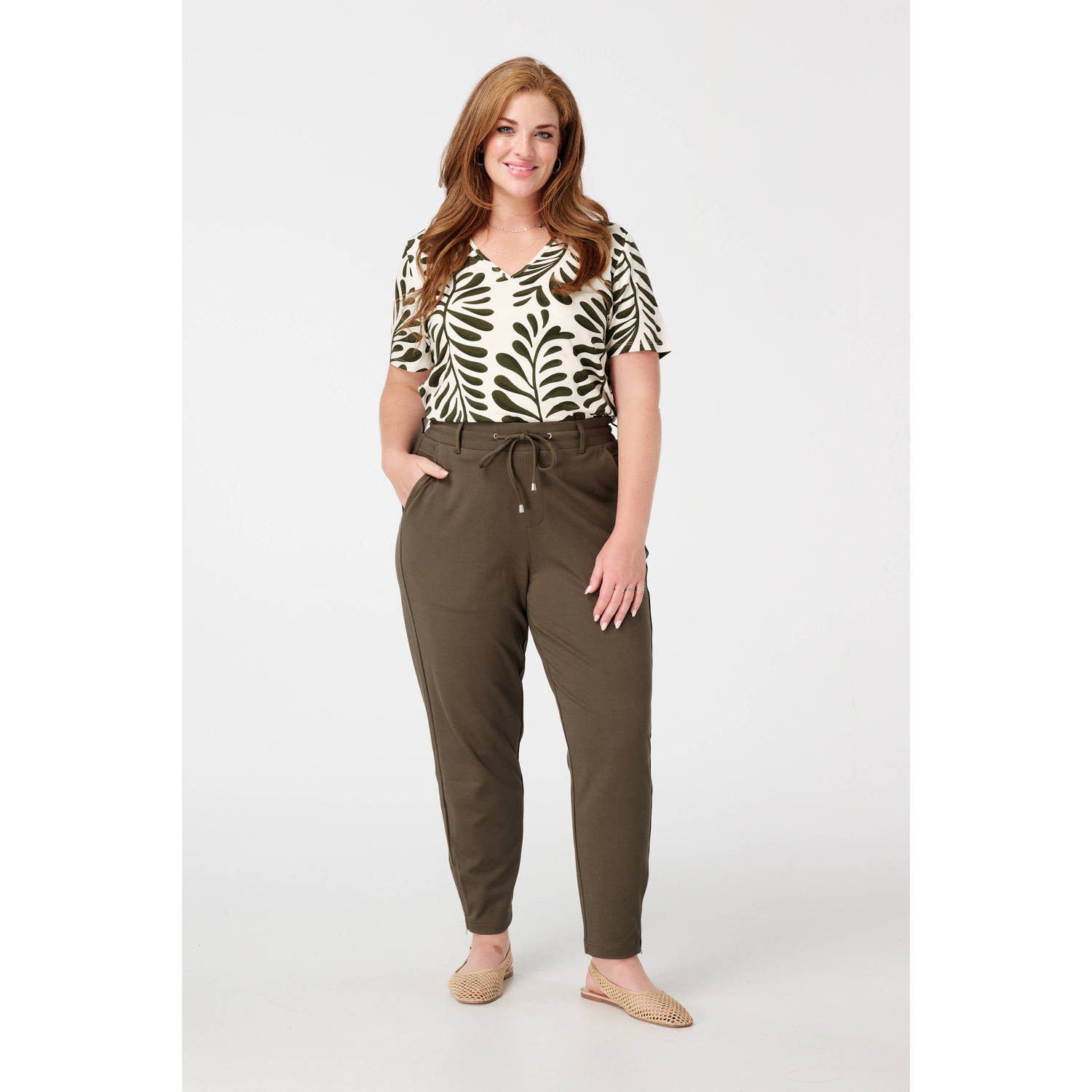 MS Mode slim regular waist broek kaki