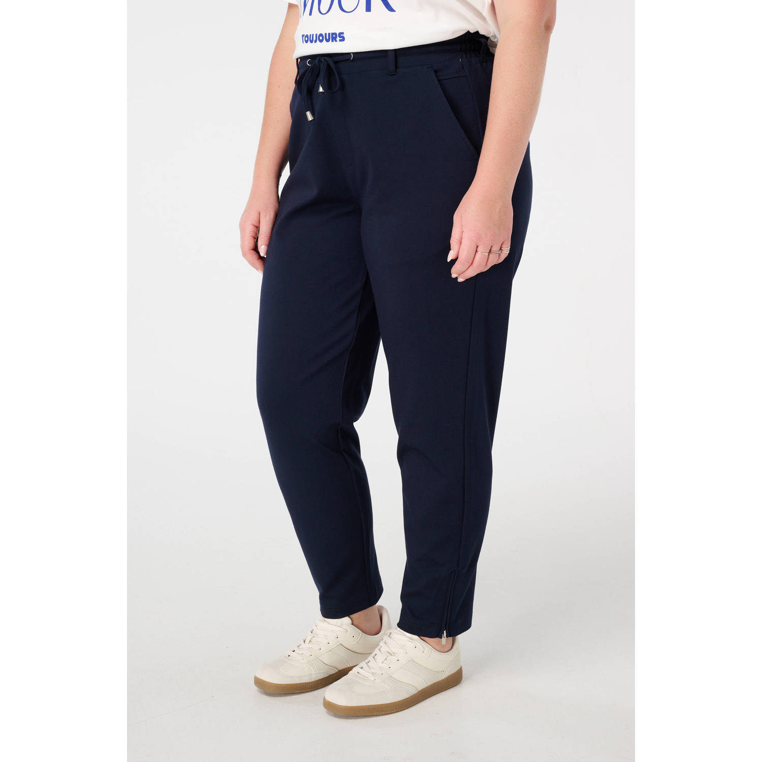 MS Mode slim regular waist broek donkerblauw