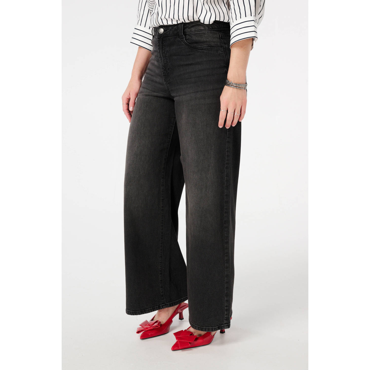 MS Mode wide leg jeans zwart