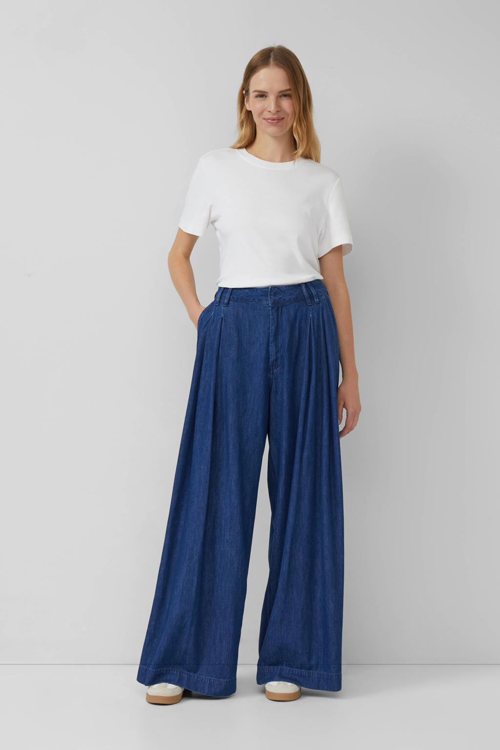 s.Oliver high waist wide leg jeans dark blue denim