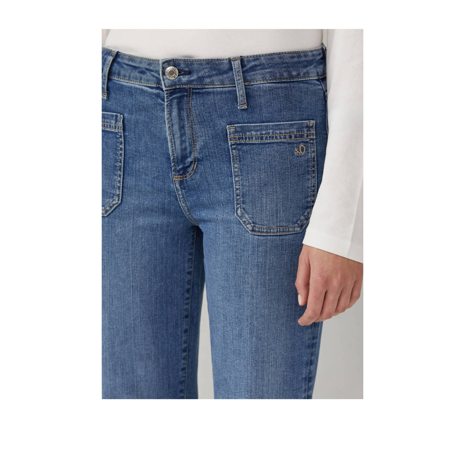 s.Oliver flared jeans medium blue denim