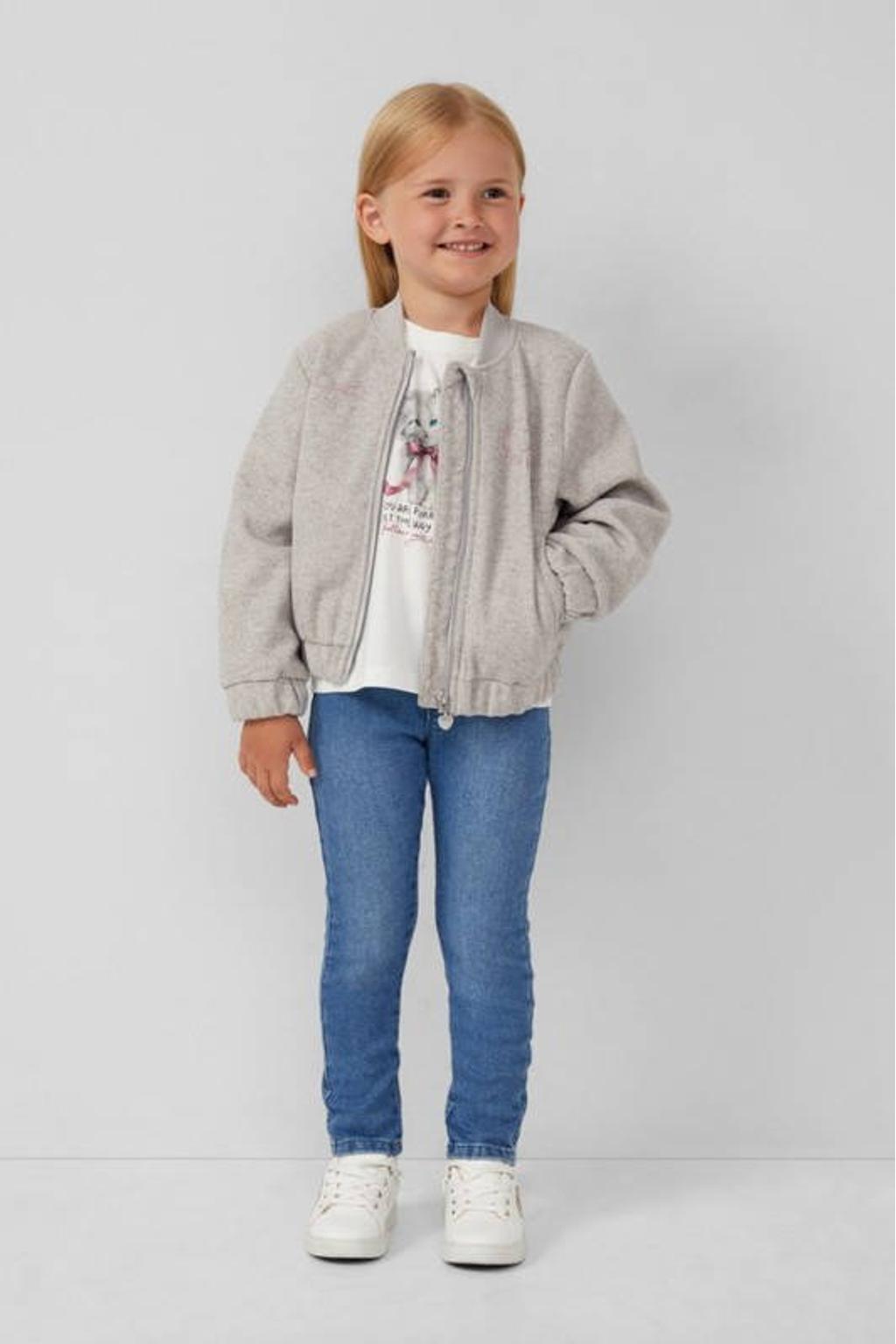 Medium blue denim meisjes s.Oliver regular waist slim fit jeggings met elastische tailleband en effen