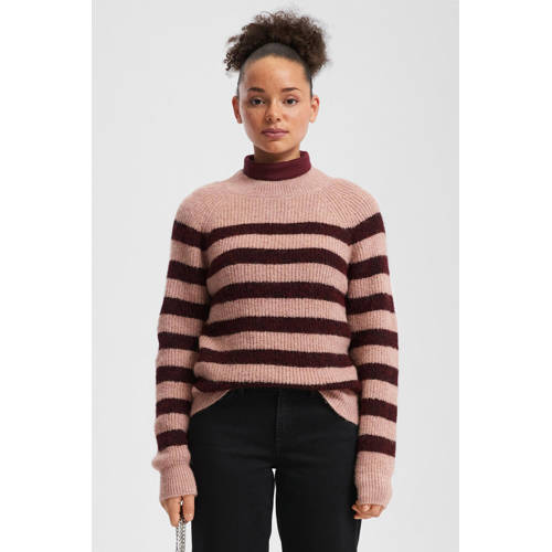 QS gestreepte trui roze rib gebreid afbeelding