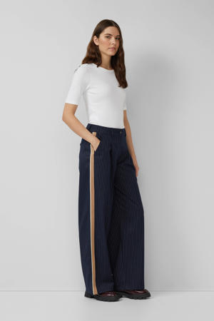 straight high waist pantalon marineblauw