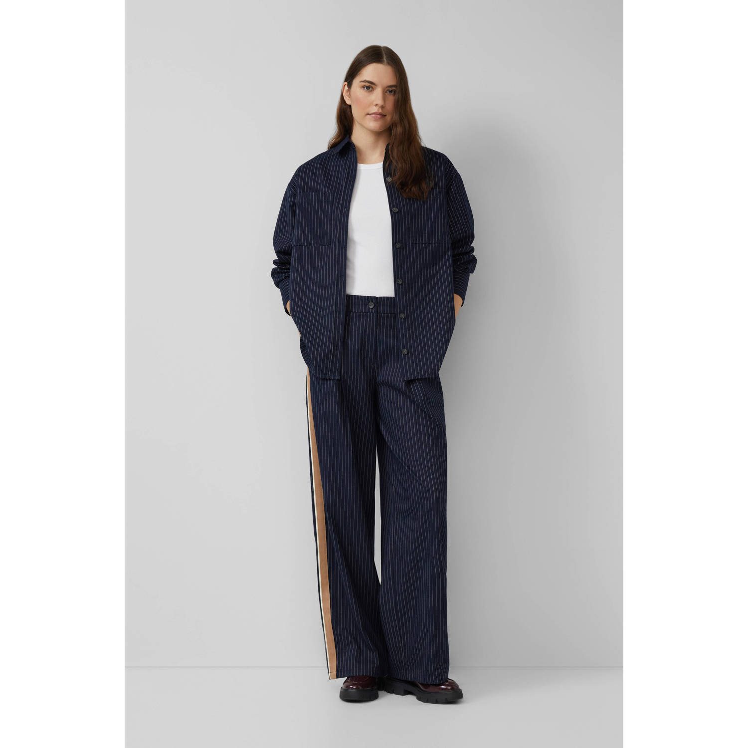 S.Oliver straight high waist pantalon marine
