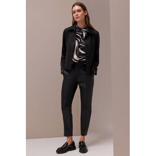 s.Oliver BLACK LABEL imitatieleren slim regular waist broek zwart afbeelding