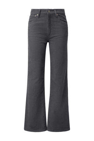 corduroy wide leg regular waist broek antraciet