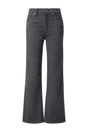 corduroy wide leg regular waist broek antraciet