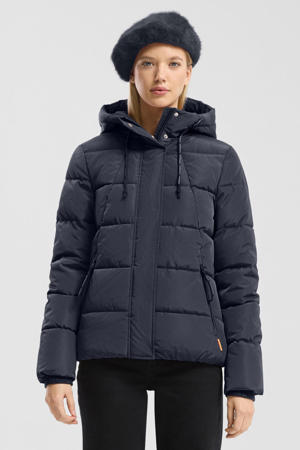 gewatteerde jas donkerblauw