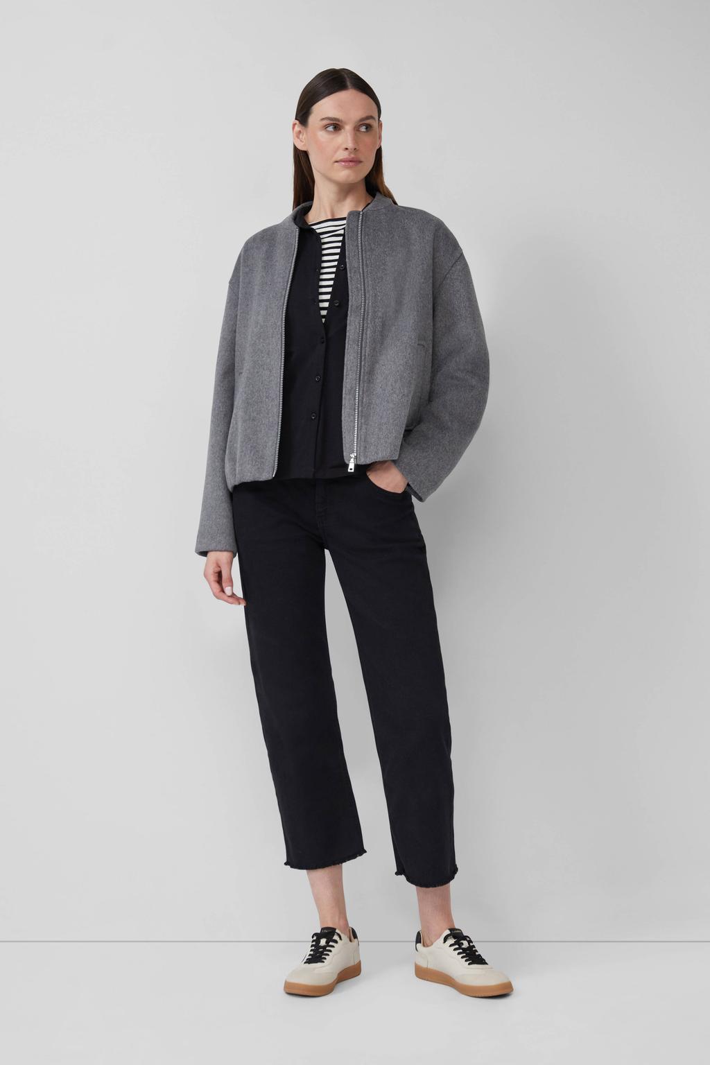 Zwarte dames s.Oliver blouse van katoen met effen, lange mouwen, klassieke kraag en knoopsluiting