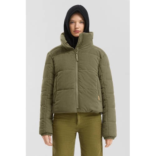 QS corduroy gewatteerde jas groen afbeelding