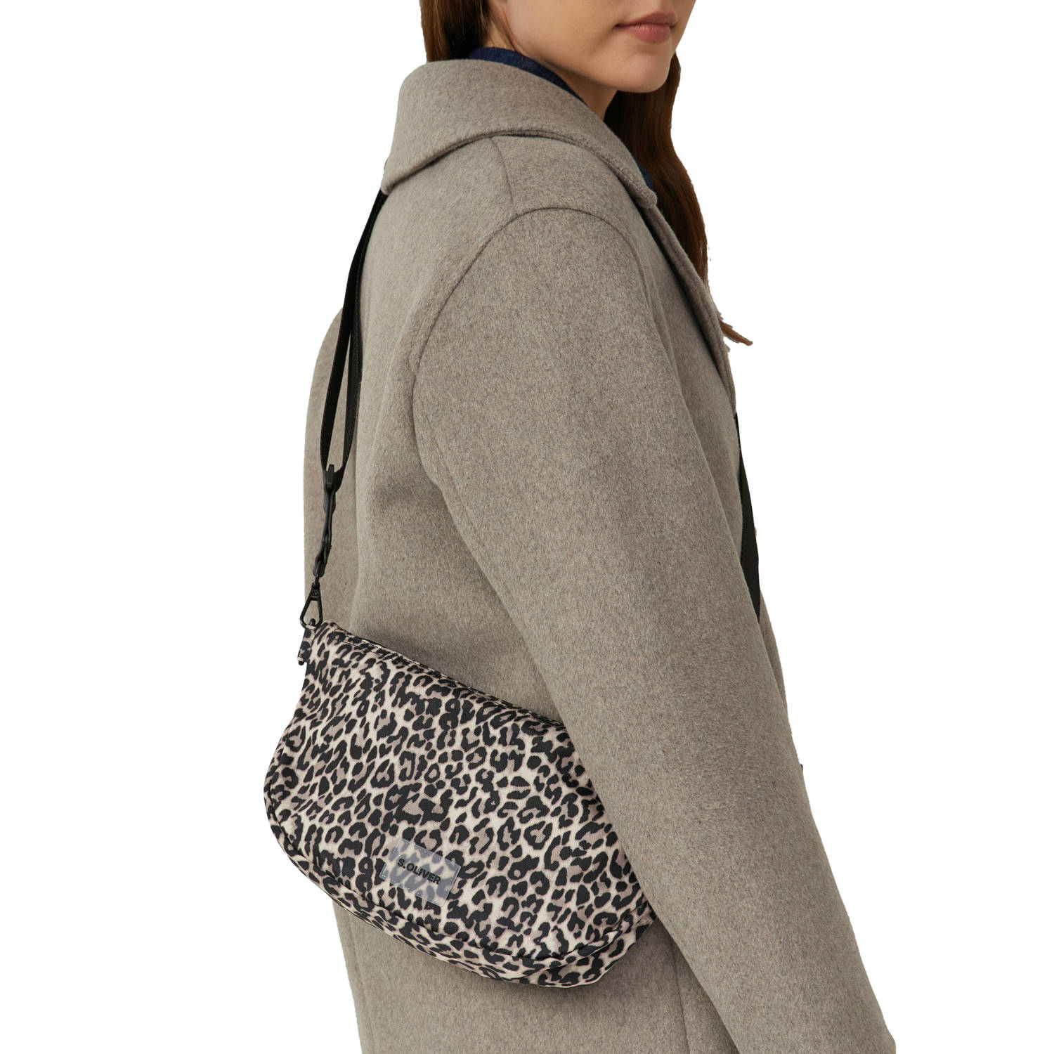 s.Oliver crossbody tas met panterprint bruin