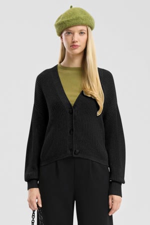 vest zwart grof gebreid