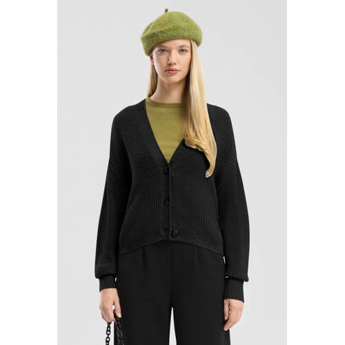 QS vest zwart grof gebreid afbeelding