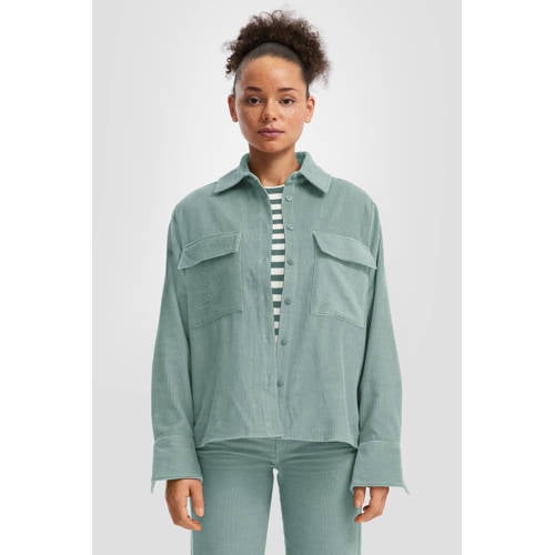 QS corduroy blouse grijsblauw afbeelding