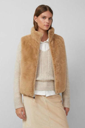 reversible bodywarmer met  imitatiebont beige