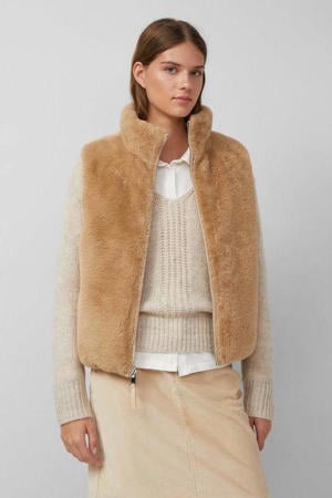 reversible bodywarmer met imitatiebont beige