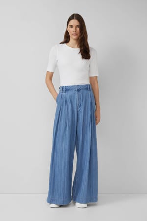 high waist wide leg jeans medium blue denim