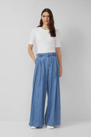 high waist wide leg jeans medium blue denim