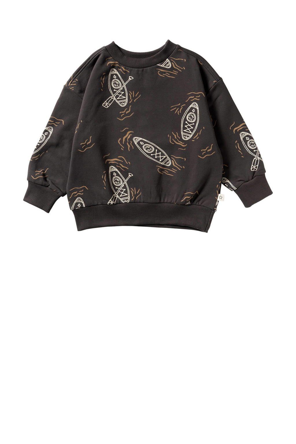 Grijze jongens Your Wishes sweater van stretchkatoen met lange mouwen en ronde hals