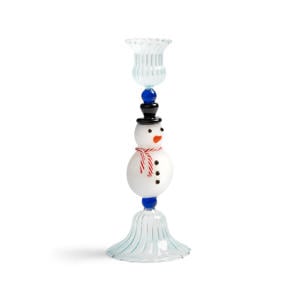 kerstkandelaar - glas Merry Snowman