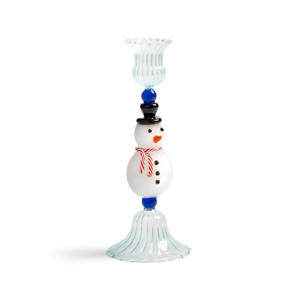 kerstkandelaar - glas Merry Snowman