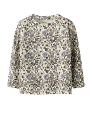 gebloemde longsleeve beige