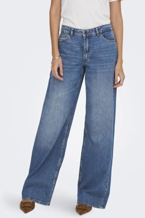 wide leg jeans medium blue denim