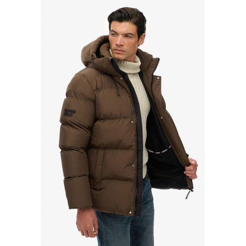 Superdry gewatteerde jas bruin afbeelding