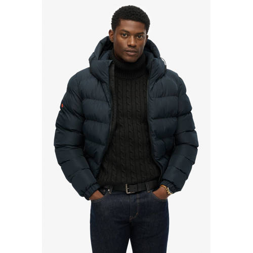 Superdry gewatteerde jas donkerblauw afbeelding