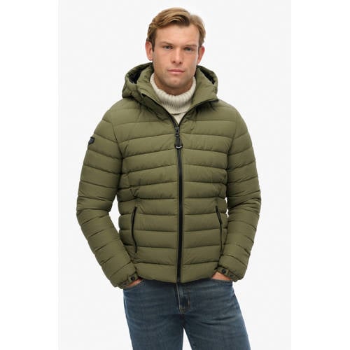 Superdry gewatteerde jas olijfgroen afbeelding