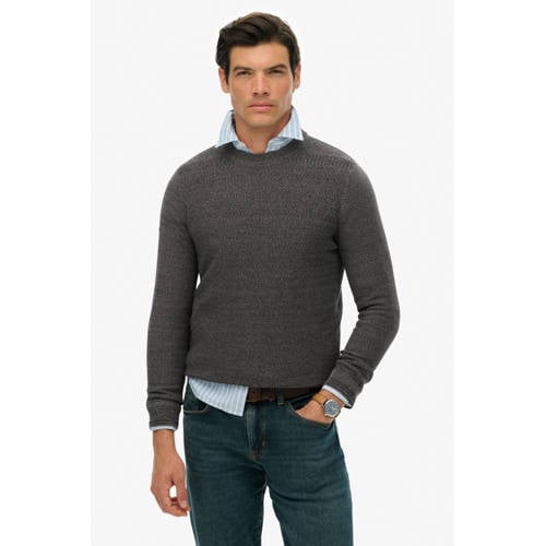 Superdry trui met ingebreid patroon antraciet afbeelding