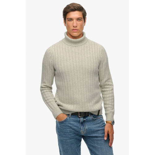 Superdry coltrui met wol met ingebreid patroon ecru afbeelding