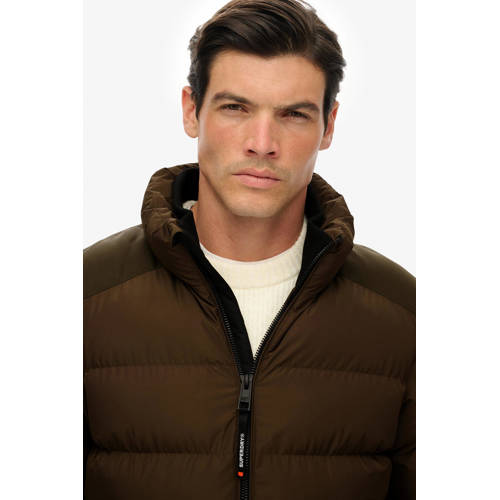 Superdry gewatteerde jas donkerbruin afbeelding