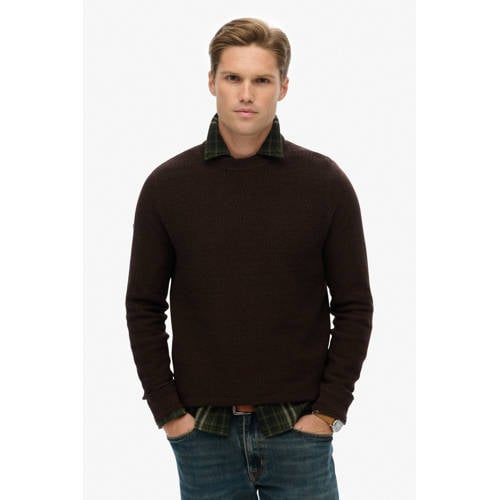 Superdry trui met ingebreid patroon donkerbruin afbeelding