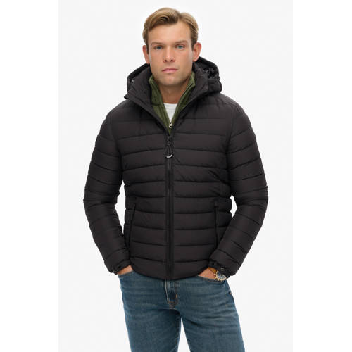 Superdry gewatteerde jas zwart afbeelding