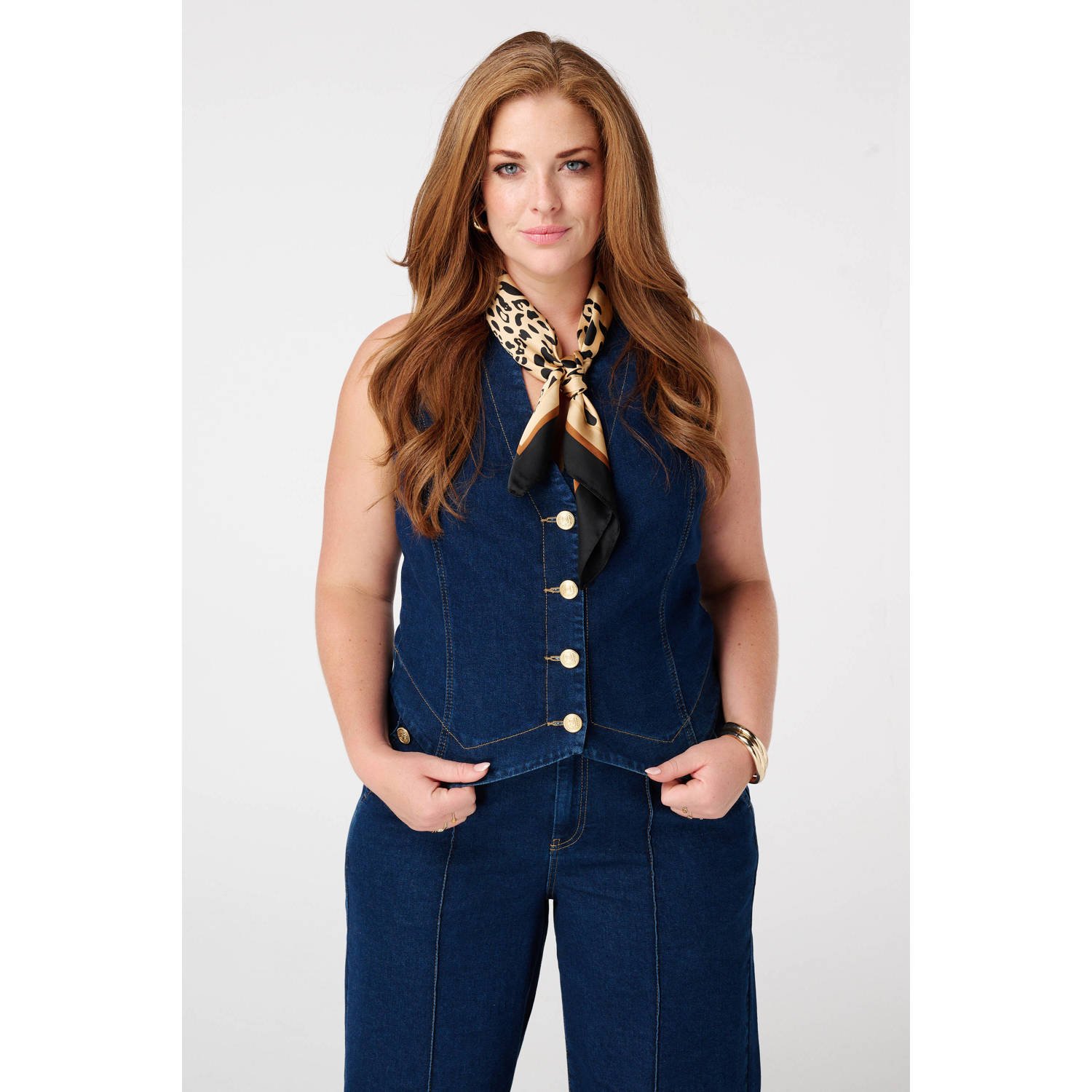 MS Mode gilet dark blue denim