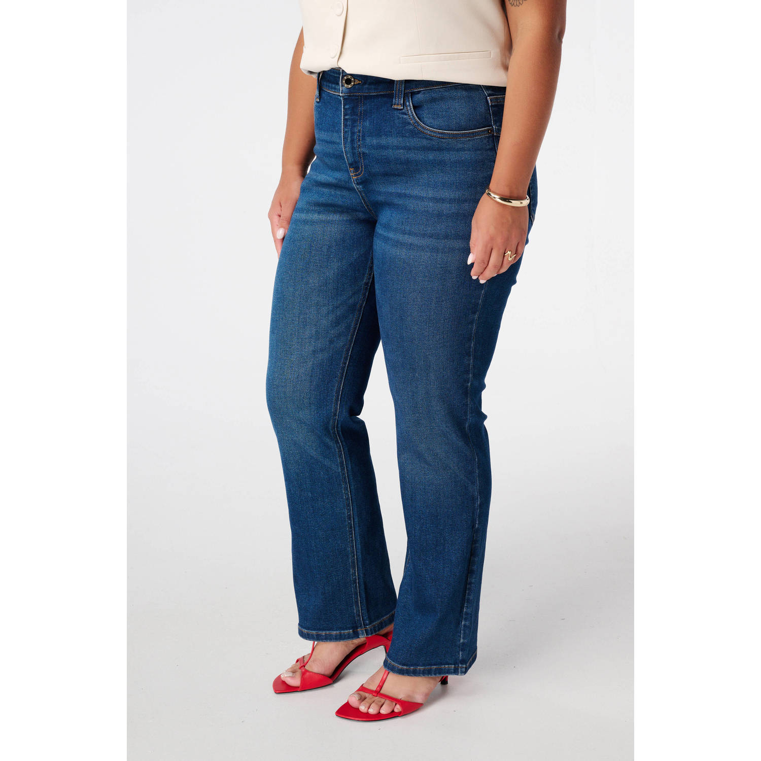 MS Mode flared jeans dark blue denim