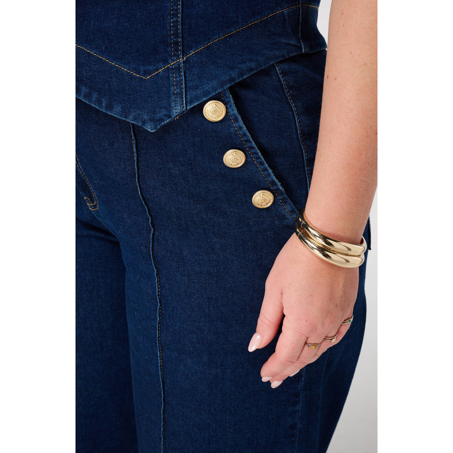 MS Mode wide leg jeans blauw