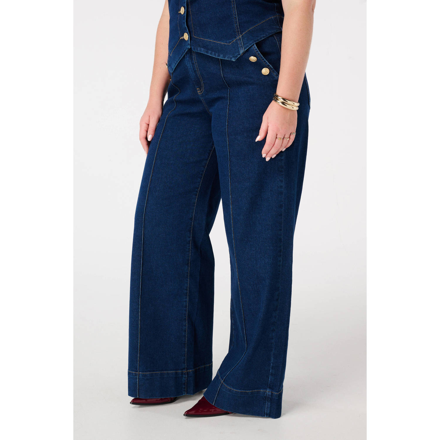 MS Mode wide leg jeans blauw