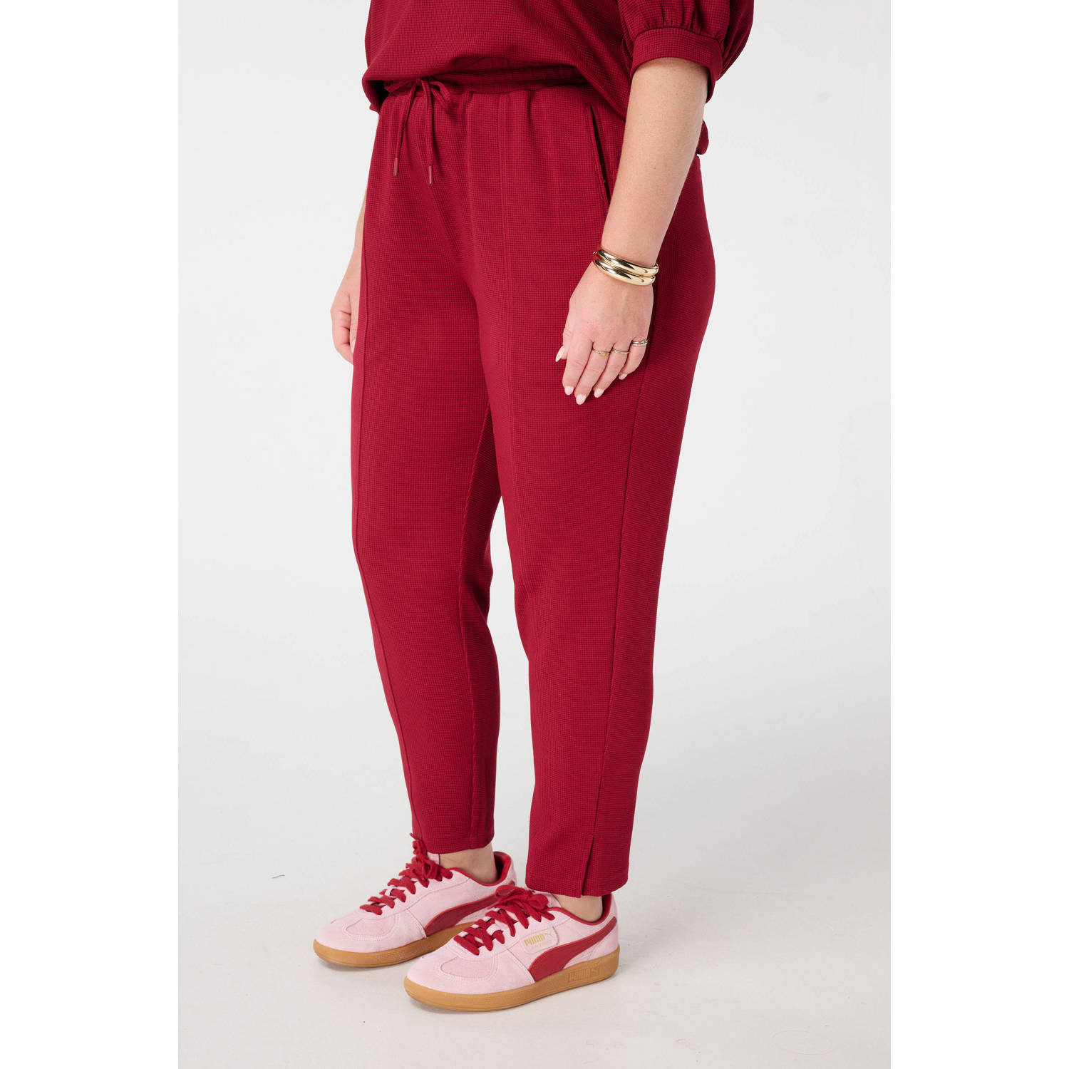 MS Mode slim regular waist broek rood