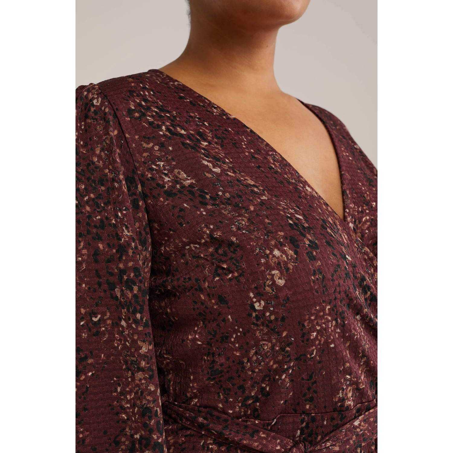 WE Fashion midi jurk donkerrood