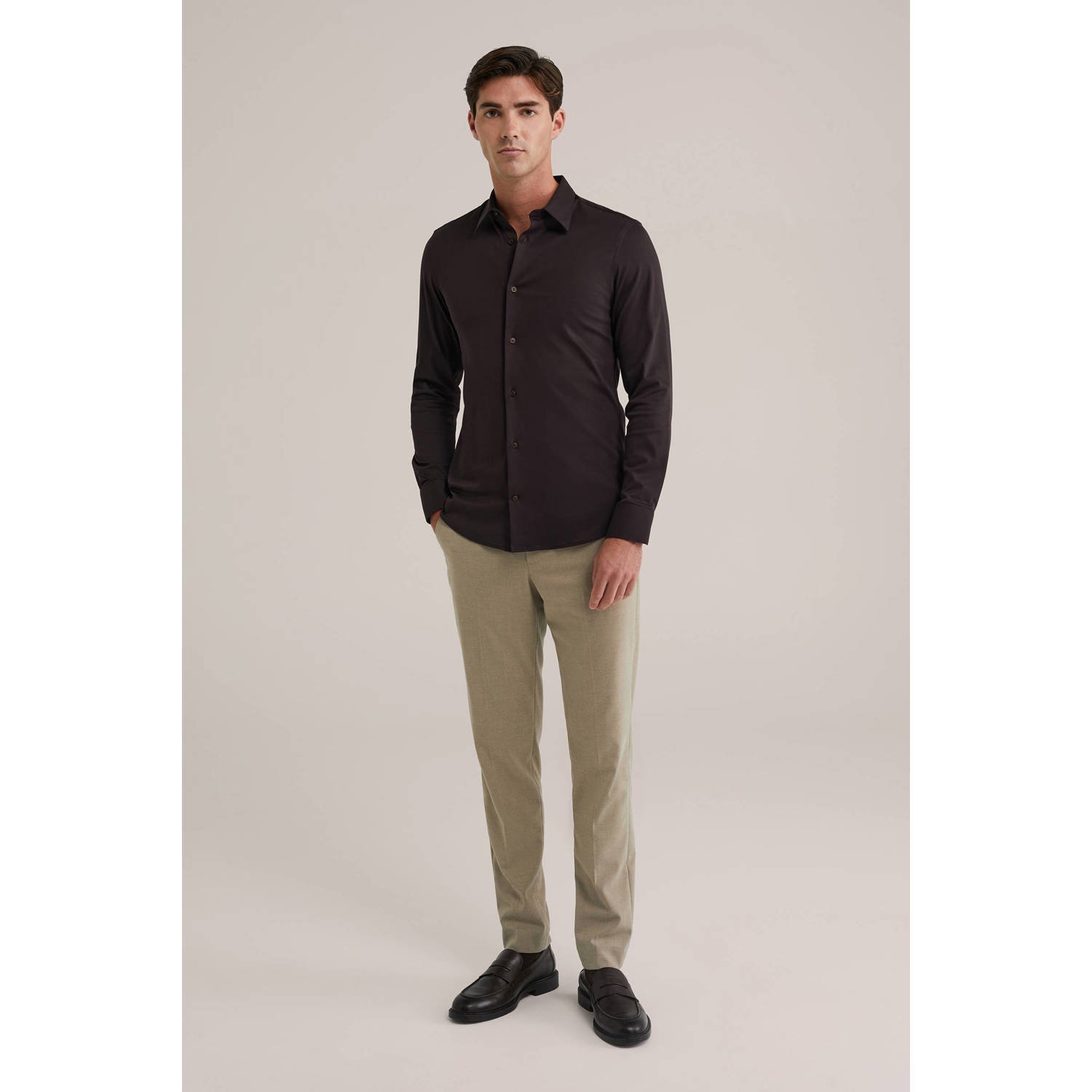 WE Fashion zakelijk overhemd donkerbruin