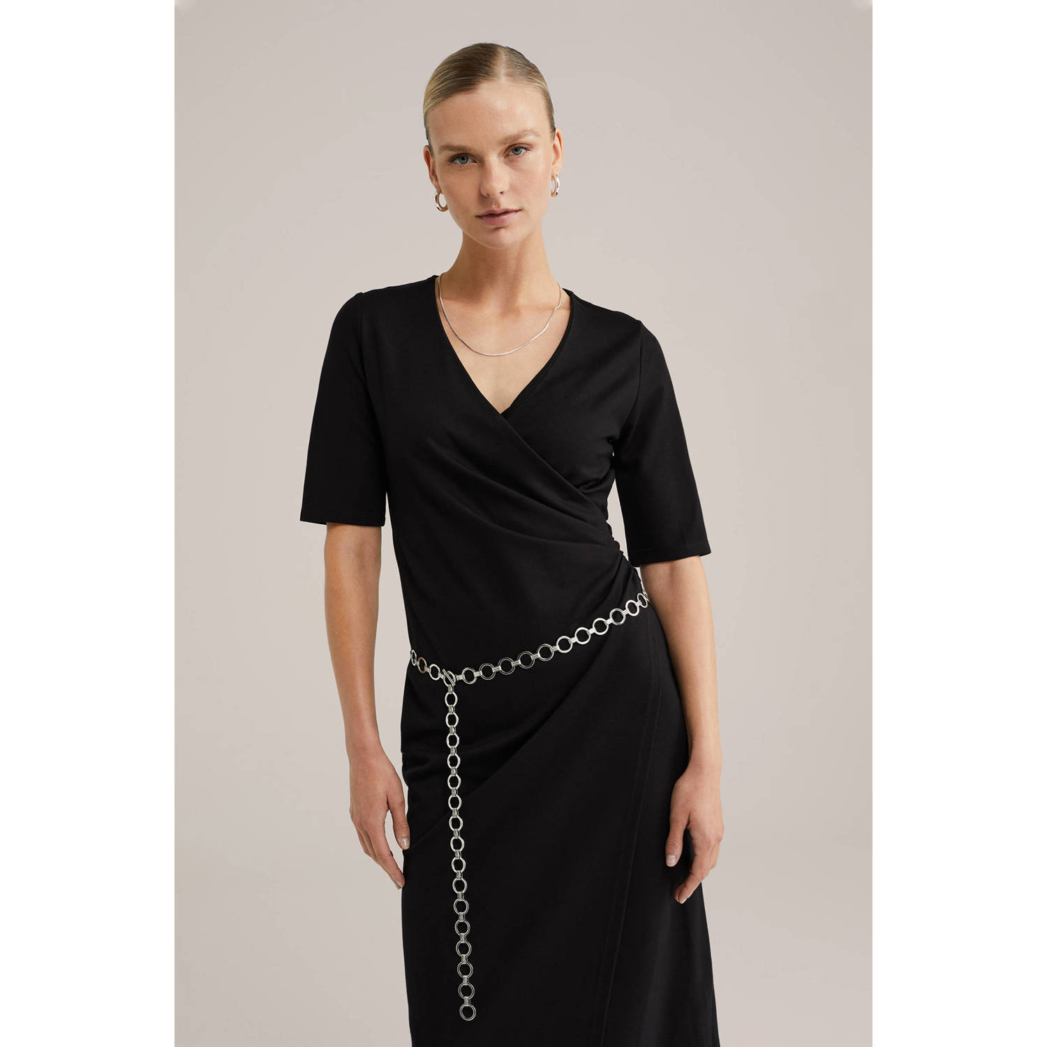 WE Fashion midi jurk zwart